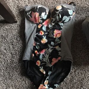 Torrid size 1 swim suit one piece floral striped.